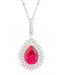 Women 925 Silver Fashion Jewelry Necklaces Ruby Diamond Pendant Necklace