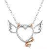 Heart Silver Fashion Jewelry Pendants Angel Wing Two-tone Pendant