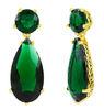 Prong Setting Diamond Stylish Earrings Green Stone Tear Earrings