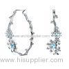 Women Fashionable Earrings , Sterling Silver Hoop Earrings Picture With flower