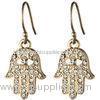 Novelty Rhinestone 925 Silver Fashion Jewelry Hamsa Hand Earrings For Gift