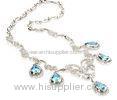 Light Blue Silver Fashion Jewelry Crystal Fashion Statement Collar Necklace