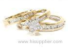 Carat Princess Cut Silver Fashion Jewelry Gold Diamond Wedding Ring Set