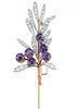 Purple Rhinestone Silver Fashion Jewelry Zircon Gold Brooch Pin