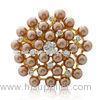 Fashionable Sterling Silver Crystal And Imitation Pearl Gold Brooch for Ladies