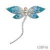 Trendy Beautiful Silver Jewelry , Engagement Rhinestone Blue Wing Dragonfly Brooch