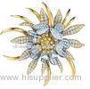 Stylish Unique Gold / Silver Rhinestone Flower Brooch for Ladies Costume