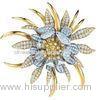 Stylish Unique Gold / Silver Rhinestone Flower Brooch for Ladies Costume