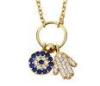 Turkish Rhinestone Hamsa Hand Pendant / Evil Eye 14K Pendant Design