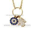 Turkish Rhinestone Hamsa Hand Pendant / Evil Eye 14K Pendant Design