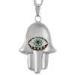 Stylish Hamsa Hand Jewellery Crystal Evil Eye With Sterling Silver Hand Pendant