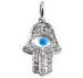 Unisex Hamsa Hand Jewelry White Enamel And Blue Evil Eye Hamsa Hand Pendant