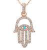 925 Hamsa Hand Jewelry Hollow Rose Gold Zircon Hamsa Hand Eye Pendant