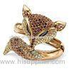 Gold plated Animal Themed Multicolor Cubic Zirconia Fox Bangle Bracelet