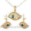 Interchangeable Turkish Style Lady 18k Gold Big Evil Eye Women Jewelry Sets