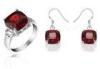 Custom Silver Ladies Jewelry Sets Ruby Diamond engagement Jewelry Sets
