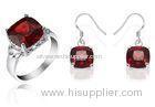 Custom Silver Ladies Jewelry Sets Ruby Diamond engagement Jewelry Sets