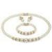 Crystal Freshwater White Pearl Wedding Jewelry Sets - Earrings Bracelet Necklaces