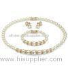 Crystal Freshwater White Pearl Wedding Jewelry Sets - Earrings Bracelet Necklaces