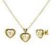 Yellow gold Ladies Jewelry Sets Hollow Heart With Pearl Wedding Jewelry Sets