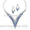 Crystal Bridal Collar Rhodium plating Ladies Jewelry Sets of Sterling silver