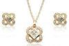 Womens Party Beautiful Gold Plating Jewelry Sets With Crystal Flower