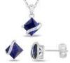 Blue Women's Sterling Silver Engagement Jewelry Sets Support Black Gold Plating