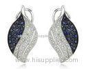 Ladies Simple Fashion Jewelry Rhodium Diamond Micro Pave Earrings