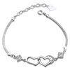 Simple Girl Personalised Jewellery Double Heart 925 Sterling Silver Bracelet