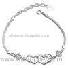 Simple Girl Personalised Jewellery Double Heart 925 Sterling Silver Bracelet