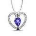 White Gold Personalised Jewellery Crystal Heart With Purple Diamond Pendant