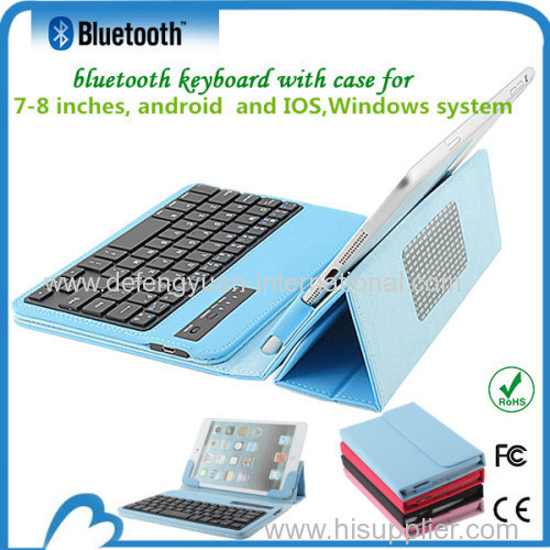 Stand Case Fashionable ABS Bluetooth Keyboard With Leather Case for 7-8 inches android and apple system