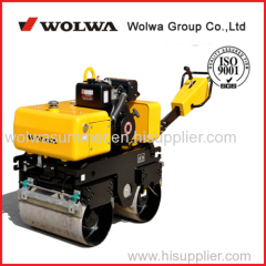 WOLWA brand 0.82 ton walk type double wheel road small road roller with HONDA engine for sale