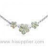 Stylish Bridal Silver Hawaiian Jewelry , 16 Inch Opal Plumeria Necklace