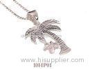 Handmade Silver Hawaiian Jewelry Engraved Palm Tree With Plumeria Pendant