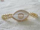 Middle Eastern Evil Eye Jewelry Shell Pearl 7 Inch Yellow Gold Bracelet