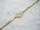 Stylish 14K Gold Diamond Turquoise Blue Single Evil Eye Bracelet for Women