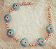 Blue Turkey Evil Eye Jewelry Rose Gold Sterling Silver Tennis Bracelet