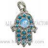 Fatima Hamsa Hand Jewelry Blue Bead Hamsa Fine Jewelry Pendant