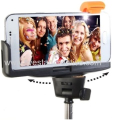 New Version of Wireless Bluetooth Extendable Selfie Stick Orange With Built-in Remote Control Function