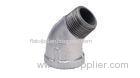ISO7/1 Thread Malleable Iron Fittings , 180 / 45 Degree Straight Elbow