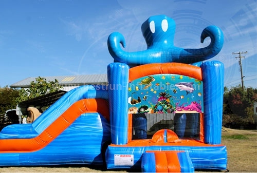 Cheap commercial inflatable octopus combo with slide