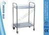 Movable 304 Stainless Steel Medical Trolleys Hospital Instrument With Two Tiers