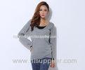 Spring Grey Fine Knit Sweaters for Ladies , Jersey Knit Cotton Pullover