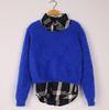 Girls Sapphire Fine Knit Sweaters / Angora Pullover Knitwears anti-wrinkle