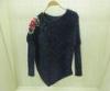 Black Crew Neck Womens Cable Knit Sweaters Long Pullover Crochet Sweaters