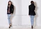 Shawl Collar Womens Wool Sweaters Black Thin Casual for Autumn