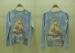 Womens Fine Knit Sweaters V Neck Blue Ocean Printed Cardigan Knitwear