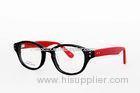Black And White / Red Acetate Optical Frames , Women Spectacles Frames For Round Face