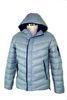 Polyester Hooded Packable Lightweight Down Jacket Blue For Women